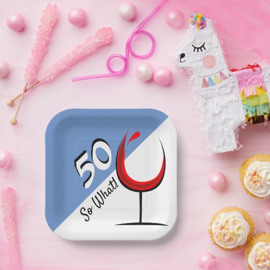 赤ワイングラス50だから何50歳の誕生日パーティー ペーパープレート (パーティー)