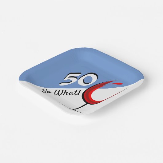 赤ワイングラス50だから何50歳の誕生日パーティー ペーパープレート (傾斜あり)