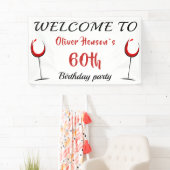 赤ワイングラス60thバースデーパーティーバック 横断幕 (インサイチュ)