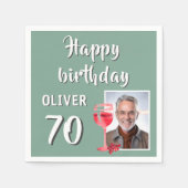 赤ワイングラス70th誕生日パーティーの写真 スタンダードカクテルナプキン (正面)