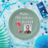 赤ワイングラス70th誕生日パーティーの写真 ペーパープレート (パーティー)