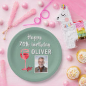 赤ワイングラス70th誕生日パーティーの写真 ペーパープレート (パーティー)