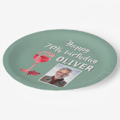 赤ワイングラス70th誕生日パーティーの写真 ペーパープレート (アングル)