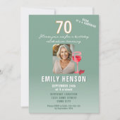 赤ワイングラス70th誕生日パーティーの写真 招待状 (正面)