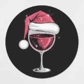 赤ワイングラス クリスマス おもしろ クリスマス サンタクロース ラベル (デザイン1)