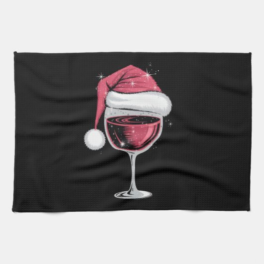 赤ワイングラス クリスマス おもしろ クリスマス Xmas キッチンタオル (横)