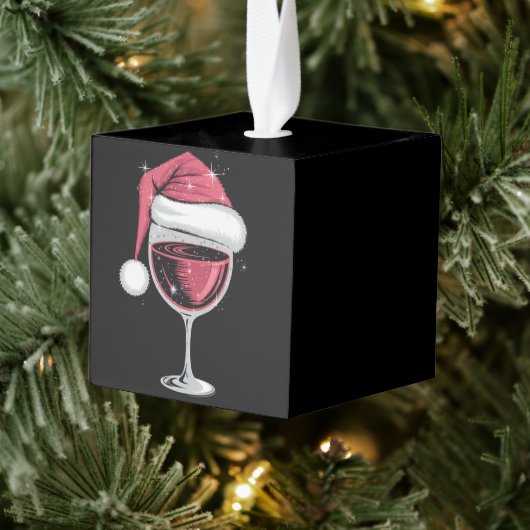 赤ワイングラス クリスマス おもしろ クリスマス Xmas キューブオーナメント (ツリー)