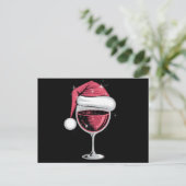 赤ワイングラス クリスマス おもしろ クリスマス Xmas ポストカード (スタンド正面)