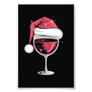 赤ワイングラス クリスマス 楽しい クリスマス サンタクロース フォトプリント