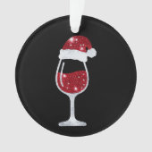 赤ワイングラス グリッター サンタ帽子 クリスマス オーナメント (正面)