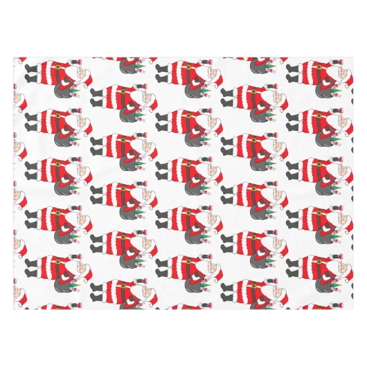 赤ワイングラス&ワインサッククリスマス付きサンタ テーブルクロス (正面(横))