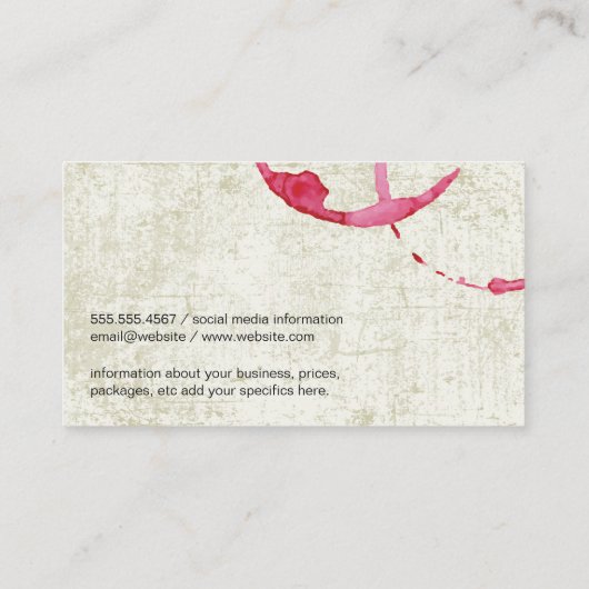 赤ワイングラス | ヴィンテージワイン染色 名刺 (裏面)