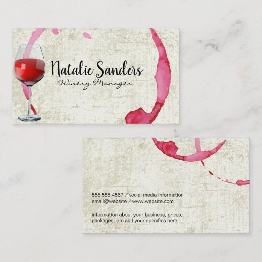 赤ワイングラス | ヴィンテージワイン染色 名刺 (正面/裏面)