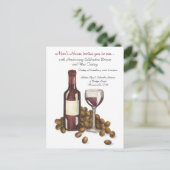 赤ワインテイスティンググラスボトルブドウのチャリティーイベント インビテーションポストカード (スタンド正面)