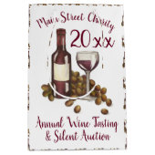 赤ワインテイスティンググラスボトルブドウのチャリティーイベント ミディアムペーパーバッグ (正面)