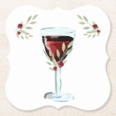 赤ワインバラ水の色の誕生日パーティー ペーパーコースター (正面)