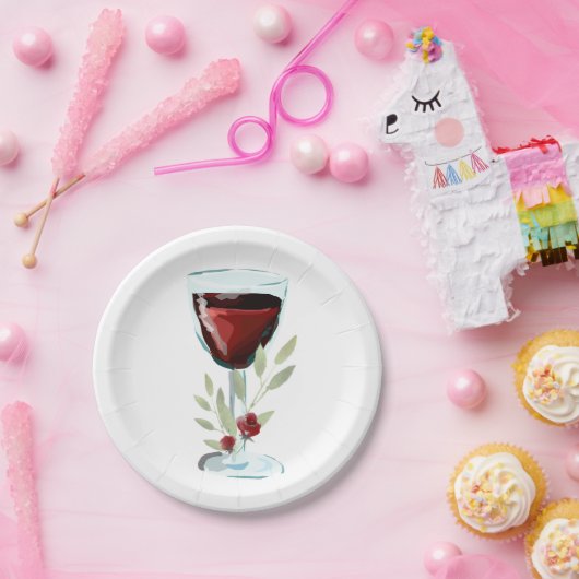 赤ワインバラ水の色の誕生日パーティー ペーパープレート (パーティー)