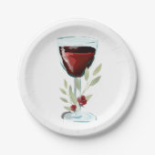 赤ワインバラ水の色の誕生日パーティー ペーパープレート (正面)