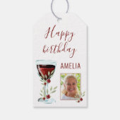 赤ワインバラ水彩写真60誕生日 ギフトタグ (裏面)