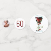 赤ワインバラ水彩写真60誕生日 コンフェッティ (正面)