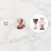 赤ワインバラ水彩写真60誕生日 コンフェッティ (裏面)