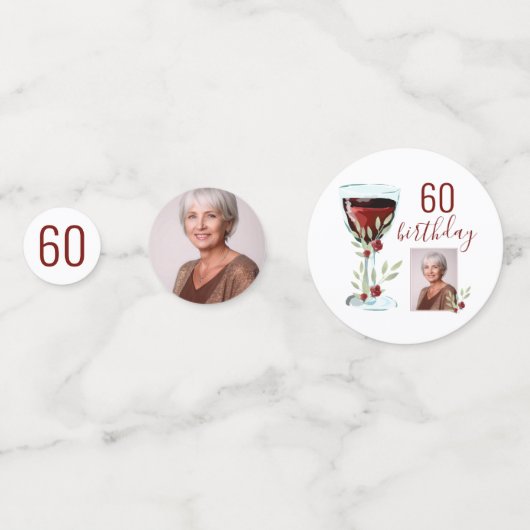 赤ワインバラ水彩写真60誕生日 コンフェッティ (裏面)