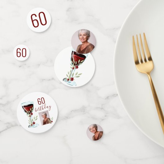 赤ワインバラ水彩写真60誕生日 コンフェッティ (グループ)