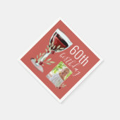 赤ワインバラ水彩写真60誕生日 スタンダードカクテルナプキン (角)