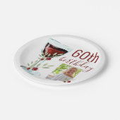 赤ワインバラ水彩写真60誕生日 ペーパープレート (アングル)