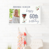赤ワインバラ水彩写真60誕生日 横断幕 (インサイチュ)