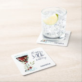 赤ワインバラ水彩50thバースデーパーティー スクエアペーパーコースター (インサイチュ)