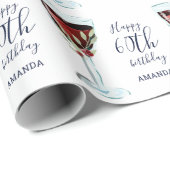 赤ワインバラ水彩60誕生日 ラッピングペーパー (ロールコーナー)