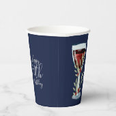 赤ワインバラ水色ネイビーブルー50誕生日 紙コップ (右)