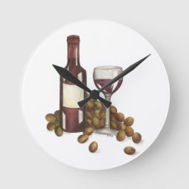 赤ワインバーテイスティンググラスボトルブドウワイナリー ラウンド壁時計