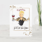 赤ワインブラック金ゴールドスパークルfor Her Fab誕生日 カード (正面)