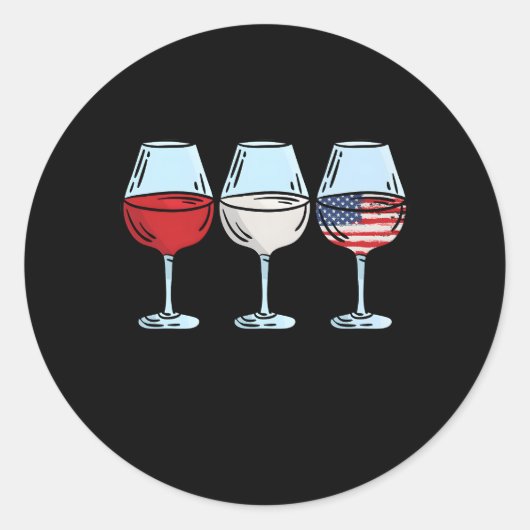 赤ワインブルー4th Of 7月ワイン赤白青ワイン ラウンドシール (正面)
