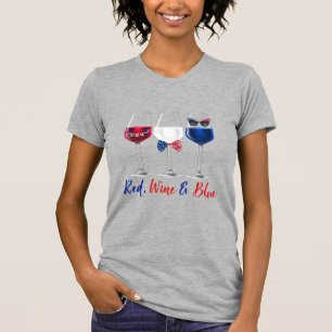 赤ワインブルー7月4日インディペンデンスの日 Tシャツ