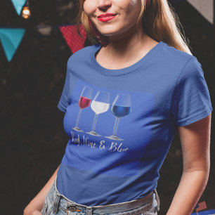 赤ワインブルー7月4日インディペンデンスの日 Tシャツ