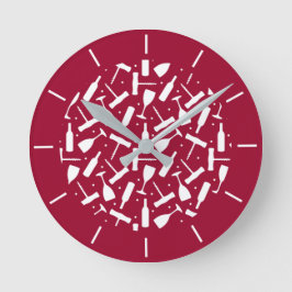 赤ワインボトルとコルクバーデコール ラウンド壁時計