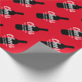 赤ワインボトルシルエット名前をカスタムするクリスマス ラッピングペーパー (角)