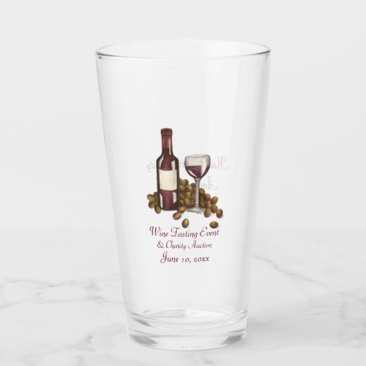 赤ワインボトルブドウのガラス試飲チャリティーイベント タンブラーグラス (正面)
