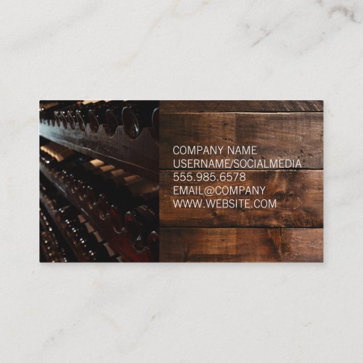 赤ワインボトル |ワイングラス |木製ワインブドウ 名刺 (裏面)