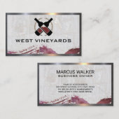 赤ワインボトル |大理石メタル縁ど 名刺 (正面/裏面)