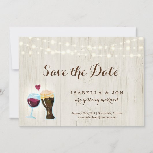 赤ワイン及びビールトーストの保存日付 案内状 (正面)