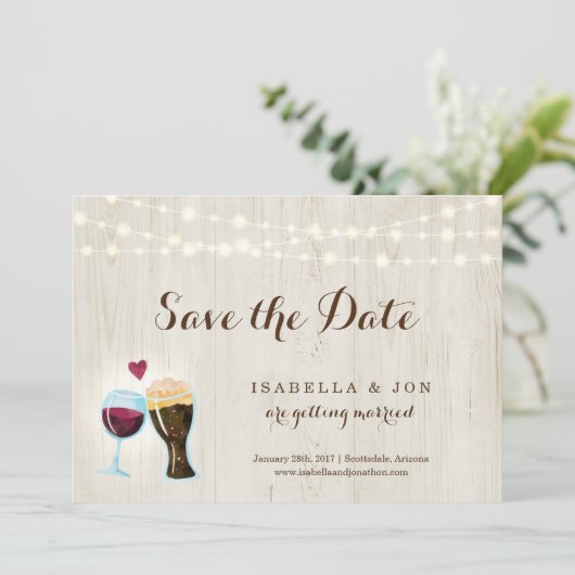 赤ワイン及びビールトーストの保存日付 案内状 (スタンド正面)