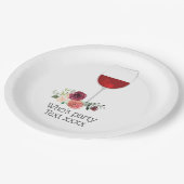 赤ワイン応援の誕生日紙プレート ペーパープレート (アングル)