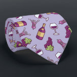 赤ワイン柄ネックタイ ネクタイ<br><div class="desc">赤ワイン。ボトル、ガラス、コルク抜き、葡萄。カスタム背景色。シームレスなパターン。</div>