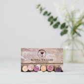 赤ワイン染色ワイングラス | テーブル上のコルク 名刺 (スタンド正面)