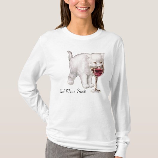 赤ワイン猫の俗物のTシャツ Tシャツ (正面)