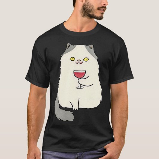 赤ワイン猫オーナー Tシャツ (正面)